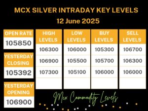12 june MCX SILVER INTRADAY KEY LEVELS